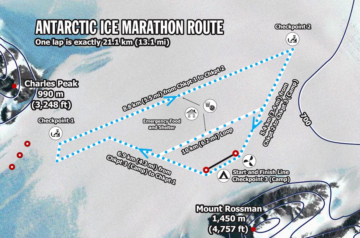 Antarctic Ice Marathon & Half Mappa del percorso